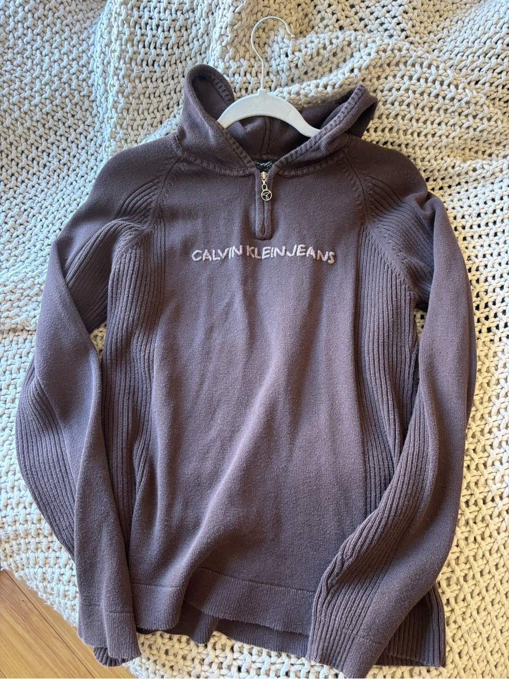 Calvin Klein Jeans Chocolate Brown Quarter-Zip Sweater